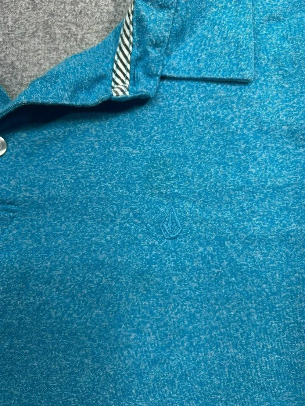 Volcom Men's Heathered Blue Polo Shirt XL Cotton Blend Short Sleeve - Picture 4 of 4